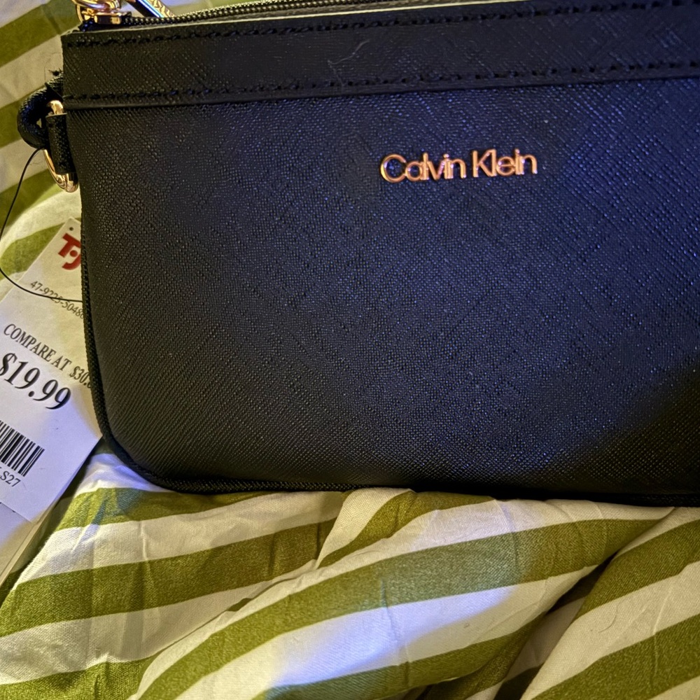 Calvin Klein Black Clutch with Gold Accents